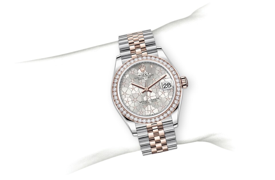 Rolex Datejust | 278381RBR | Datejust 31 | หน้าปัดประดับอัญมณี | หน้าปัดสีเงิน | ขอบหน้าปัดประดับเพชร | Everose Rolesor | m278381rbr-0032 | หญิง Watch | Rolex Official Retailer - Srichai Watch