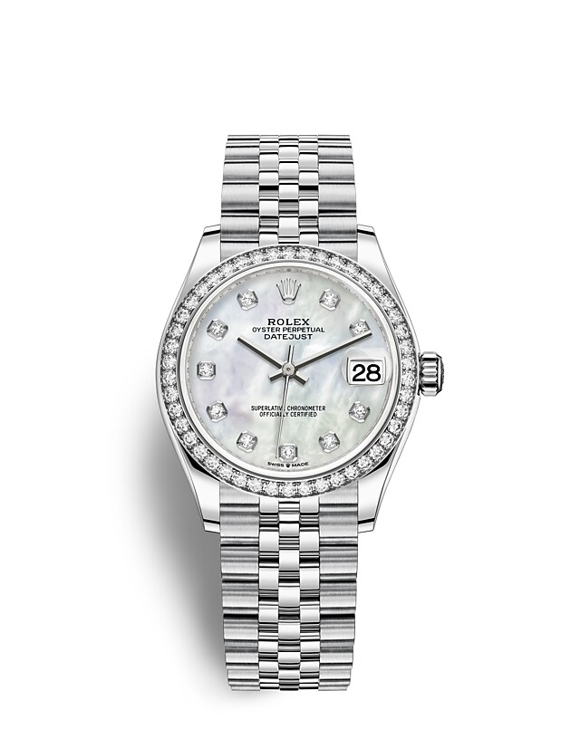 Rolex Datejust | 278384RBR | Datejust 31 | Light dial | Mother-of-Pearl Dial | Diamond-Set Bezel | White Rolesor | m278384rbr-0008 | Women Watch | Rolex Official Retailer - Srichai Watch