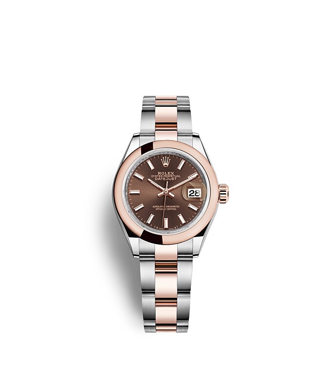 Rolex Lady-Datejust | 279161 | Lady-Datejust | Coloured dial | Chocolate Dial | Everose Rolesor | The Oyster bracelet | m279161-0018 | Women Watch | Rolex Official Retailer - Srichai Watch