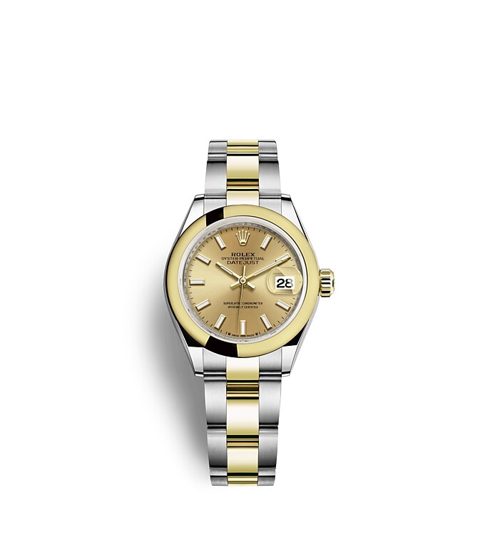 Rolex Lady-Datejust | 279163 | Lady-Datejust | Coloured dial | Champagne-colour dial | Yellow Rolesor | The Oyster bracelet | m279163-0002 | Women Watch | Rolex Official Retailer - Srichai Watch