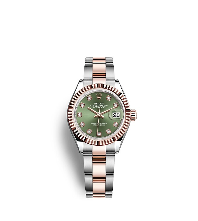 Rolex Lady-Datejust | 279171 | Lady-Datejust | Coloured dial | Olive-Green Dial | The Fluted Bezel | Everose Rolesor | m279171-0008 | Women Watch | Rolex Official Retailer - Srichai Watch