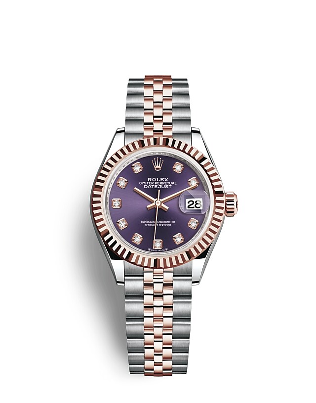 Rolex Lady-Datejust | 279171 | Lady-Datejust | Coloured dial | Aubergine Dial | The Fluted Bezel | Everose Rolesor | m279171-0015 | Women Watch | Rolex Official Retailer - Srichai Watch