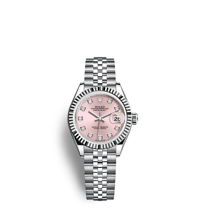 Rolex Lady-Datejust | 279174 | Lady-Datejust | หน้าปัดสี | หน้าปัดสีชมพู | ขอบหน้าปัดแบบเซาะร่อง | White Rolesor | m279174-0003 | หญิง Watch | Rolex Official Retailer - Srichai Watch