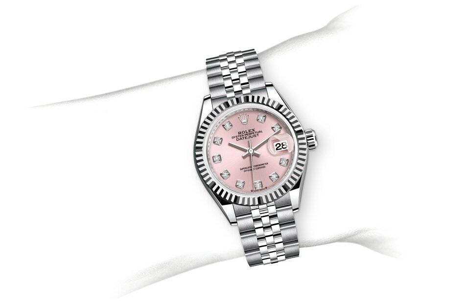 Rolex Lady-Datejust | 279174 | Lady-Datejust | หน้าปัดสี | หน้าปัดสีชมพู | ขอบหน้าปัดแบบเซาะร่อง | White Rolesor | m279174-0003 | หญิง Watch | Rolex Official Retailer - Srichai Watch