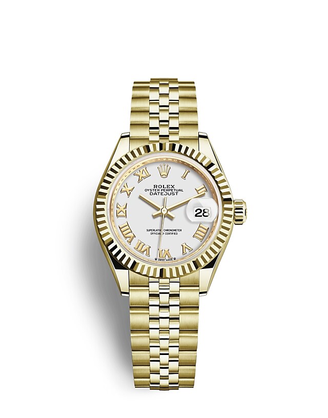 Rolex Lady-Datejust | 279178 | Lady-Datejust | Light dial | White dial | The Fluted Bezel | 18 ct yellow gold | m279178-0030 | Women Watch | Rolex Official Retailer - Srichai Watch