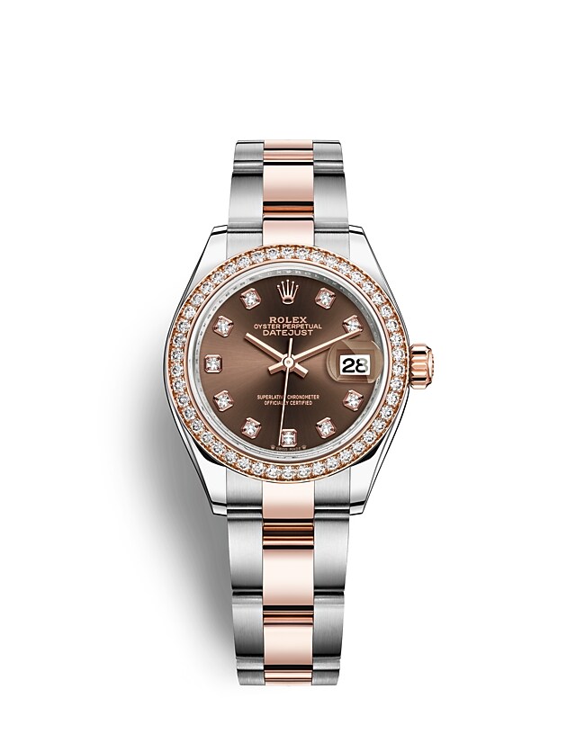Rolex Lady-Datejust | 279381RBR | Lady-Datejust | หน้าปัดสี | หน้าปัดสีช็อกโกแลต | ขอบหน้าปัดประดับเพชร | Everose Rolesor | m279381rbr-0012 | หญิง Watch | Rolex Official Retailer - Srichai Watch