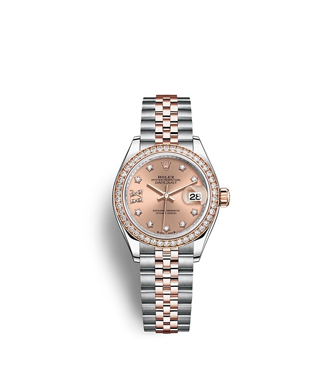 Rolex Lady-Datejust | 279381RBR | Lady-Datejust | หน้าปัดสี | หน้าปัดสีชมพูกุหลาบ | ขอบหน้าปัดประดับเพชร | Everose Rolesor | m279381rbr-0027 | หญิง Watch | Rolex Official Retailer - Srichai Watch