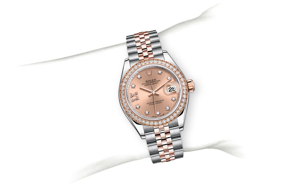 Rolex Lady-Datejust | 279381RBR | Lady-Datejust | Coloured dial | Rosé-colour dial | Diamond-Set Bezel | Everose Rolesor | m279381rbr-0027 | Women Watch | Rolex Official Retailer - Srichai Watch