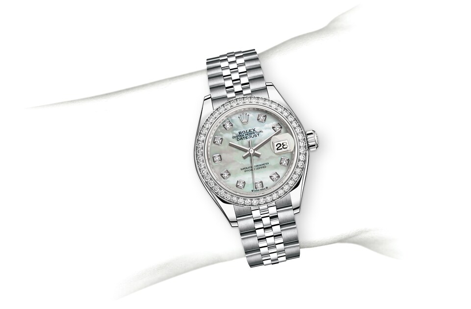 Rolex Lady-Datejust | 279384RBR | Lady-Datejust | Light dial | Mother-of-Pearl Dial | Diamond-Set Bezel | White Rolesor | m279384rbr-0011 | Women Watch | Rolex Official Retailer - Srichai Watch