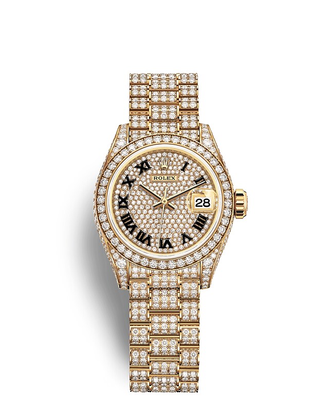 Rolex Lady-Datejust | 279458RBR | Lady-Datejust | หน้าปัดประดับอัญมณี | หน้าปัดประดับเพชร | ขอบหน้าปัดประดับเพชร | ทองคำ 18 กะรัต | m279458rbr-0001 | หญิง Watch | Rolex Official Retailer - Srichai Watch