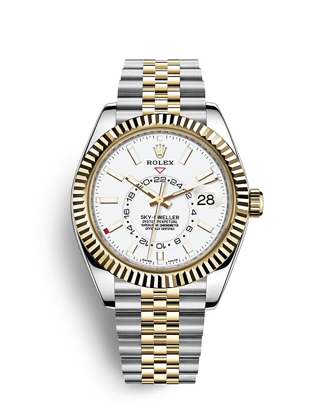 Rolex Sky-Dweller | 326933 | Sky-Dweller | Light dial | Intense white dial | The Fluted Bezel | Yellow Rolesor | m326933-0010 | Men Watch | Rolex Official Retailer - Srichai Watch