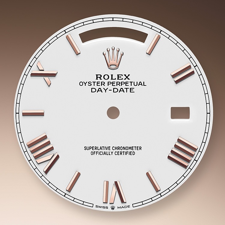 Rolex Day-Date | 228235 | Day-Date 40 | Light dial | The Fluted Bezel | White dial | 18 ct Everose gold | m228235-0032 | Men Watch | Rolex Official Retailer - Srichai Watch