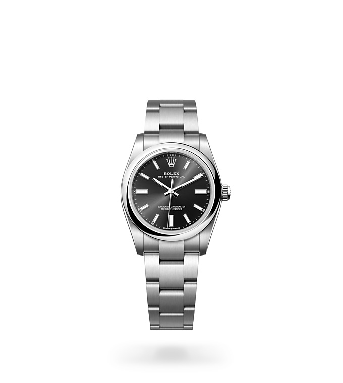 Rolex Oyster Perpetual | 124200 | Oyster Perpetual 34 | หน้าปัดสีเข้ม | หน้าปัดสีดำสว่าง | Oystersteel | สายนาฬิกา Oyster | M124200-0002 | หญิง Watch | Rolex Official Retailer - Srichai Watch