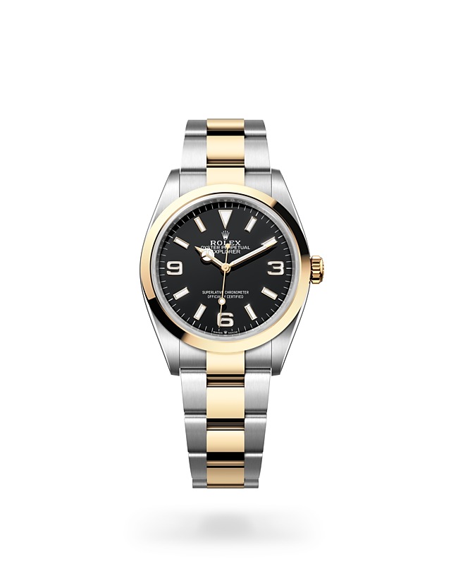 Rolex Explorer | 124273 | Explorer 36 | หน้าปัดสีเข้ม | หน้าปัดสีดำ | ขอบหน้าปัดแบบเรียบ | Yellow Rolesor | M124273-0001 | ชาย Watch | Rolex Official Retailer - Srichai Watch