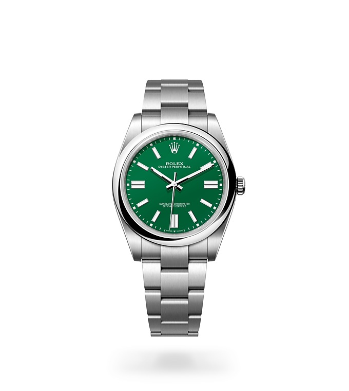 Rolex Oyster Perpetual | 124300 | Oyster Perpetual 41 | Coloured dial | Green Dial | Oystersteel | The Oyster bracelet | M124300-0005 | Men Watch | Rolex Official Retailer - Srichai Watch