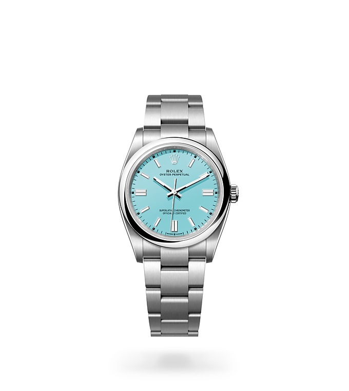 Rolex Oyster Perpetual | 126000 | Oyster Perpetual 36 | Coloured dial | Turquoise blue dial | Oystersteel | The Oyster bracelet | M126000-0006 | Men Watch | Rolex Official Retailer - Srichai Watch