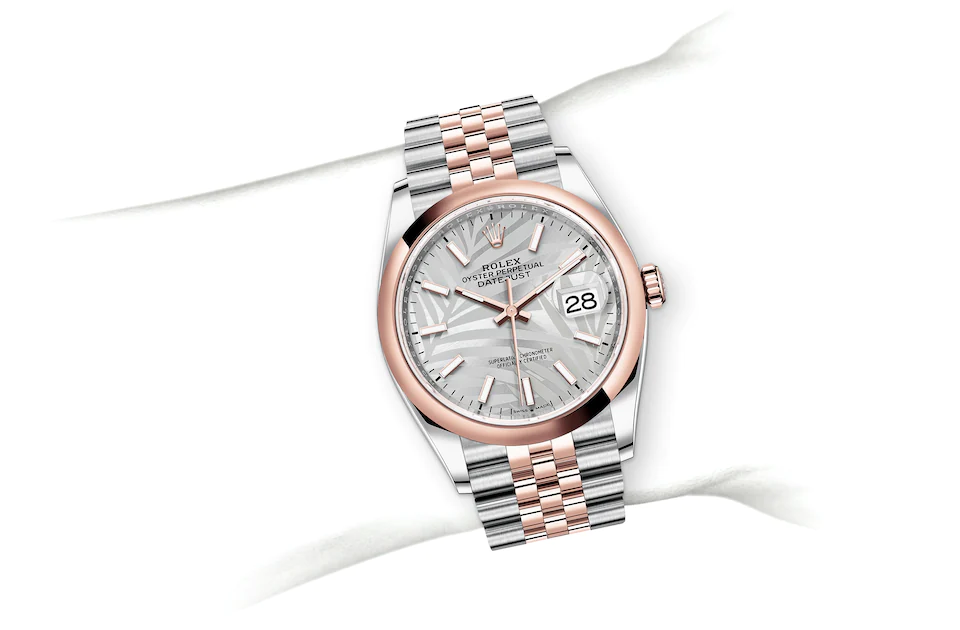 Rolex Datejust | 126201 | Datejust 36 | Light dial | Silver dial | Everose Rolesor | The Jubilee bracelet | M126201-0031 | Men Watch | Rolex Official Retailer - Srichai Watch
