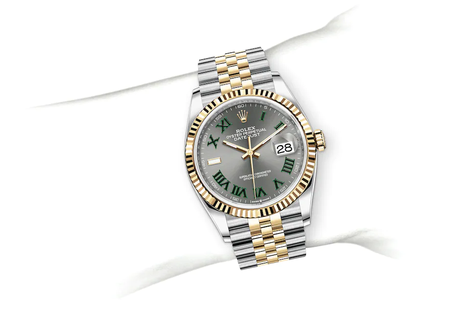 Rolex Datejust | 126233 | Datejust 36 | Dark dial | Fluted bezel | Slate Dial | Yellow Rolesor | M126233-0035 | Men Watch | Rolex Official Retailer - Srichai Watch