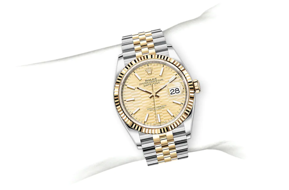 Rolex Datejust | 126233 | Datejust 36 | Coloured dial | Golden dial | Fluted bezel | Yellow Rolesor | M126233-0039 | Men Watch | Rolex Official Retailer - Srichai Watch