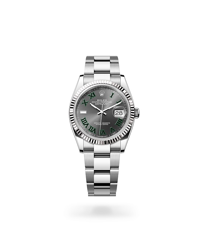 Rolex Datejust | 126234 | Datejust 36 | หน้าปัดสีเข้ม | ขอบหน้าปัดแบบร่อง | หน้าปัดสีเทาอมน้ำเงิน | White Rolesor | M126234-0046 | ชาย Watch | Rolex Official Retailer - Srichai Watch