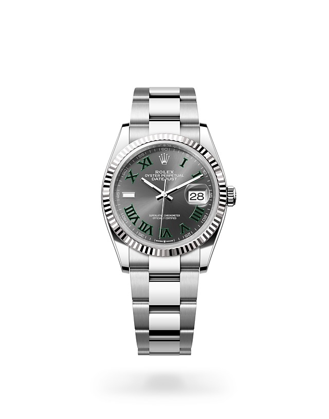 Rolex Datejust | 126234 | Datejust 36 | หน้าปัดสีเข้ม | ขอบหน้าปัดแบบร่อง | หน้าปัดสีเทาอมน้ำเงิน | White Rolesor | M126234-0046 | ชาย Watch | Rolex Official Retailer - Srichai Watch