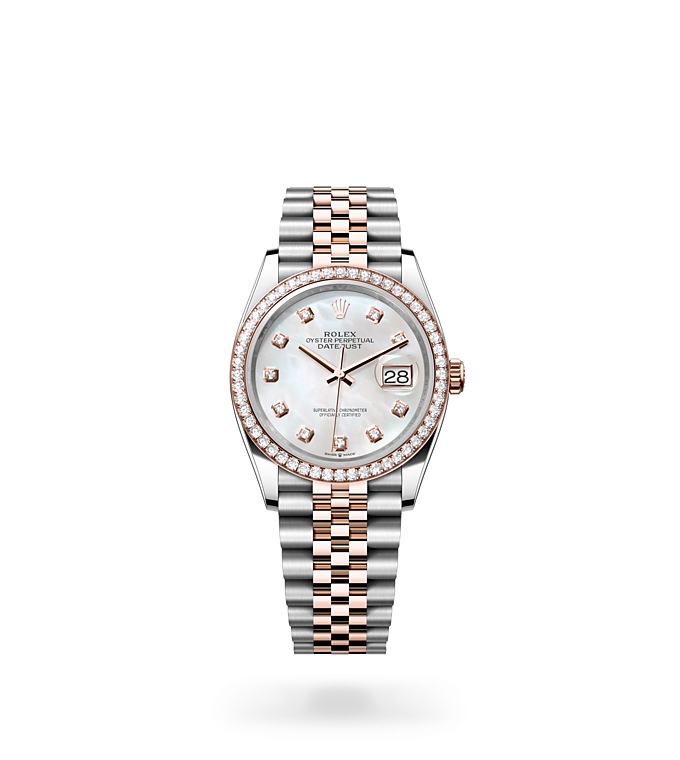 Rolex Datejust | 126281RBR | Datejust 36 | หน้าปัดประดับอัญมณี | หน้าปัดเปลือกหอยมุก | ขอบหน้าปัดประดับเพชร | Everose Rolesor | M126281RBR-0009 | หญิง Watch | Rolex Official Retailer - Srichai Watch