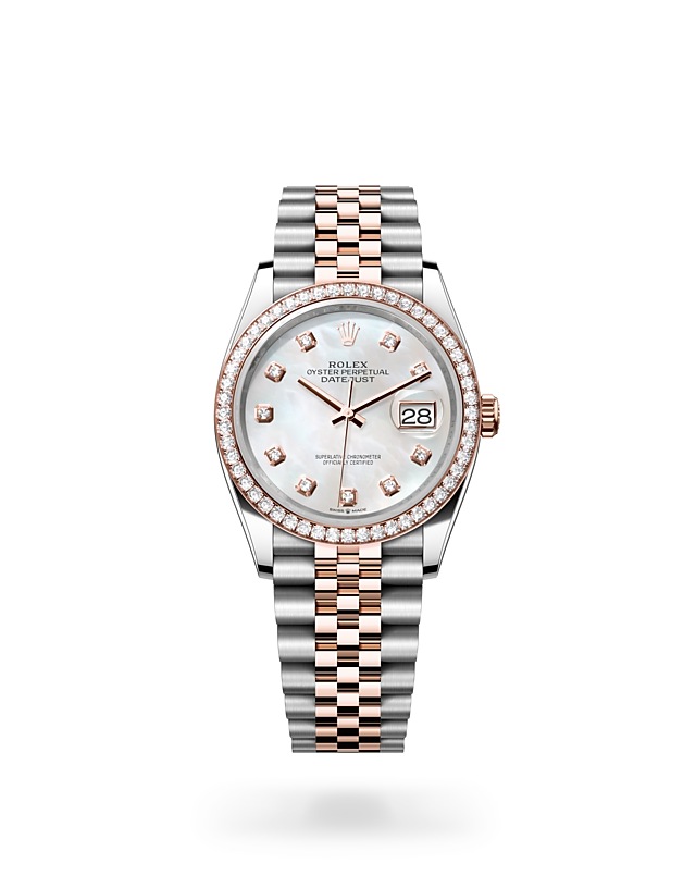 Rolex Datejust | 126281RBR | Datejust 36 | หน้าปัดประดับอัญมณี | หน้าปัดเปลือกหอยมุก | ขอบหน้าปัดประดับเพชร | Everose Rolesor | M126281RBR-0009 | หญิง Watch | Rolex Official Retailer - Srichai Watch