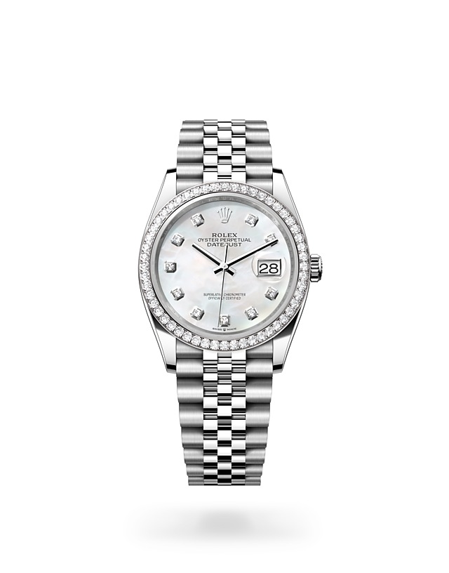 Rolex Datejust | 126284RBR | Datejust 36 | Light dial | Mother-of-Pearl Dial | Diamond-set bezel | White Rolesor | M126284RBR-0011 | Women Watch | Rolex Official Retailer - Srichai Watch