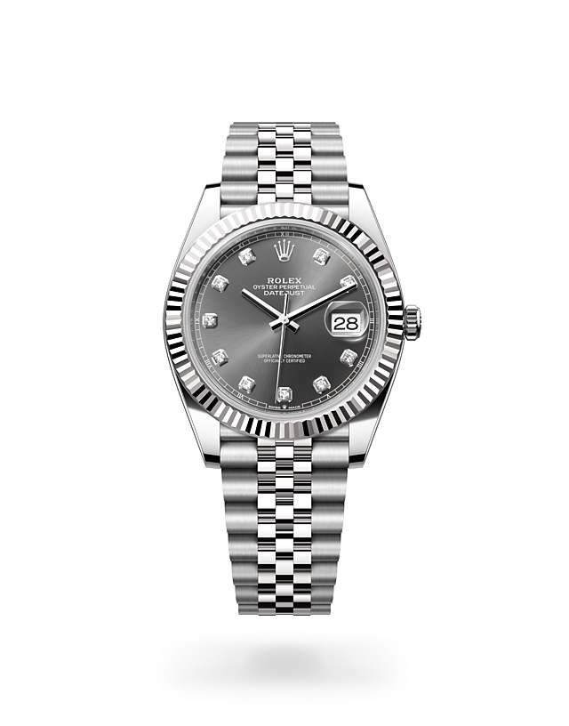 Rolex Datejust | 126334 | Datejust 41 | หน้าปัดสีเข้ม | หน้าปัดสีเทาอมน้ำเงิน | ขอบหน้าปัดแบบร่อง | White Rolesor | M126334-0006 | ชาย Watch | Rolex Official Retailer - Srichai Watch