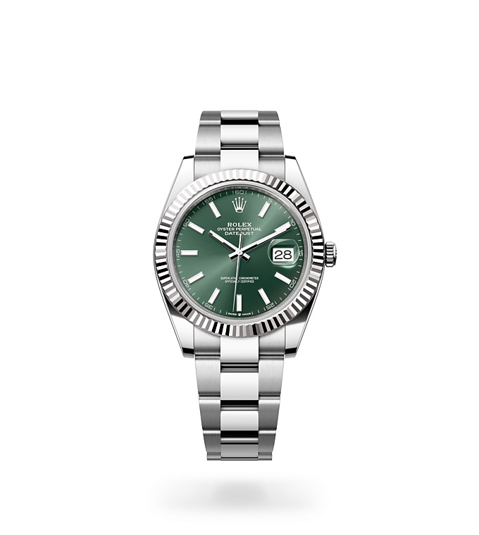 Rolex Datejust | 126334 | Datejust 41 | Coloured dial | Fluted bezel | Mint green dial | White Rolesor | M126334-0027 | Men Watch | Rolex Official Retailer - Srichai Watch