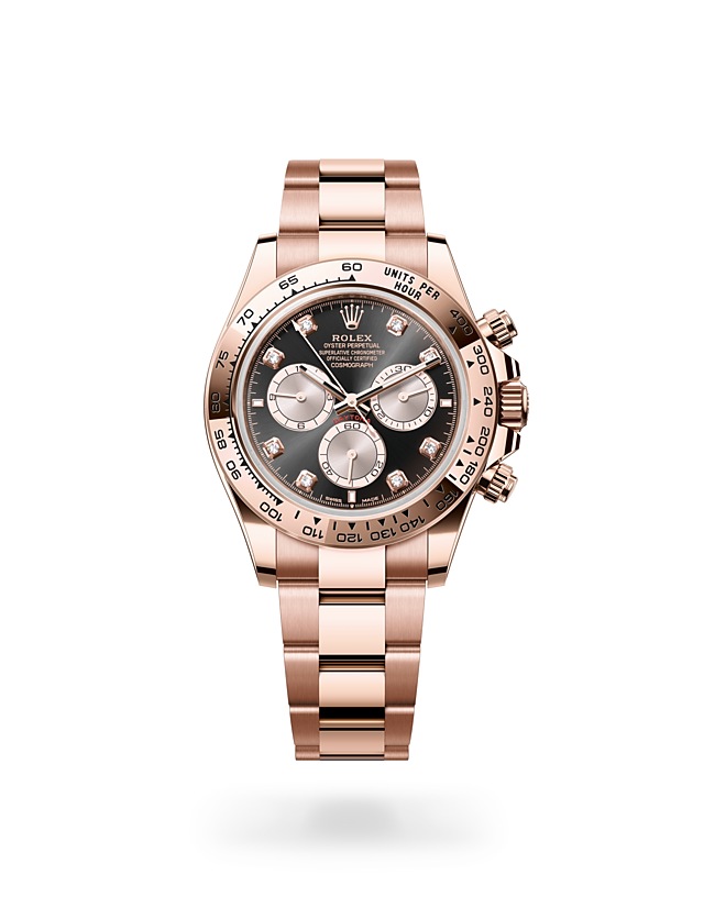 Rolex Cosmograph Daytona | 126505 | Cosmograph Daytona | หน้าปัดประดับอัญมณี | หน้าปัดสีดำสว่างและซันดัสต์ | สเกลวัดความเร็ว | Everose gold 18 กะรัต | M126505-0002 | ชาย Watch | Rolex Official Retailer - Srichai Watch