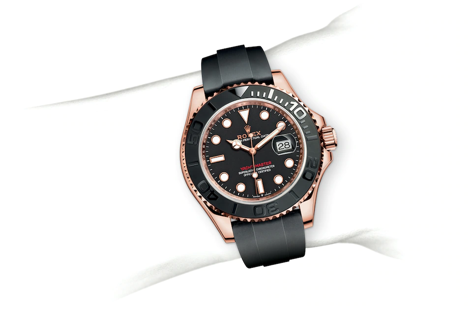 Rolex Yacht-Master | 126655 | Yacht-Master 40 | Dark dial | The Oysterflex Bracelet | 18 ct Everose gold | Bidirectional Rotatable Bezel | M126655-0002 | Men Watch | Rolex Official Retailer - Srichai Watch