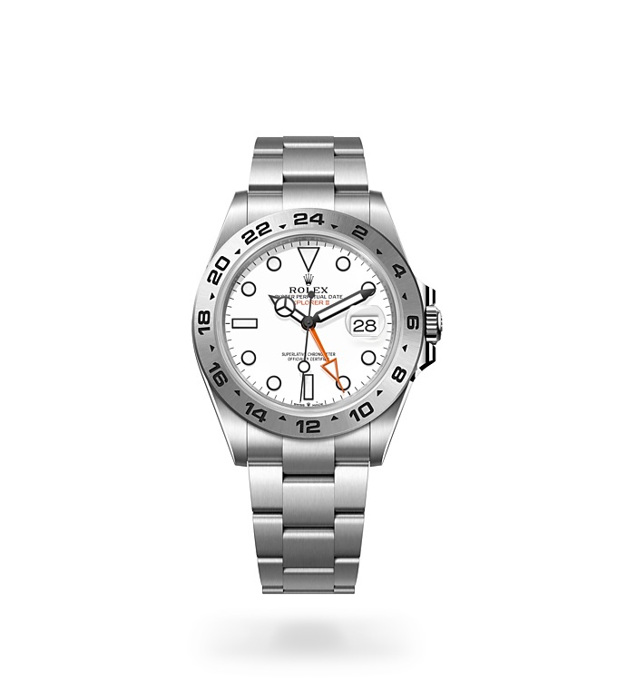Rolex Explorer | 226570 | Explorer II | หน้าปัดสีอ่อน | ขอบหน้าปัด 24 ชั่วโมง | หน้าปัดสีขาว | Oystersteel | M226570-0001 | ชาย Watch | Rolex Official Retailer - Srichai Watch