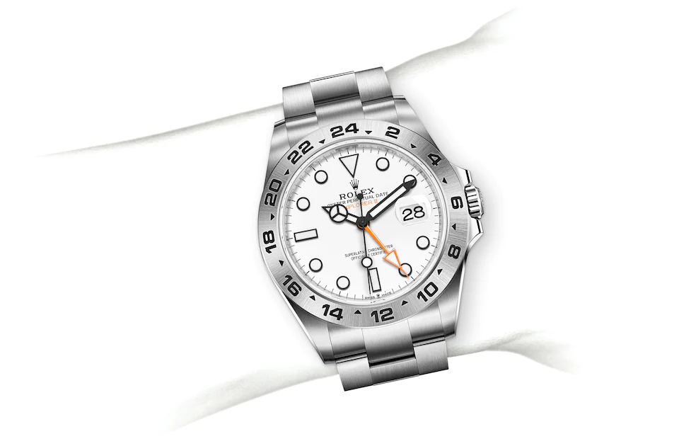 Rolex Explorer | 226570 | Explorer II | Light dial | 24-Hour Bezel | White dial | Oystersteel | M226570-0001 | Men Watch | Rolex Official Retailer - Srichai Watch