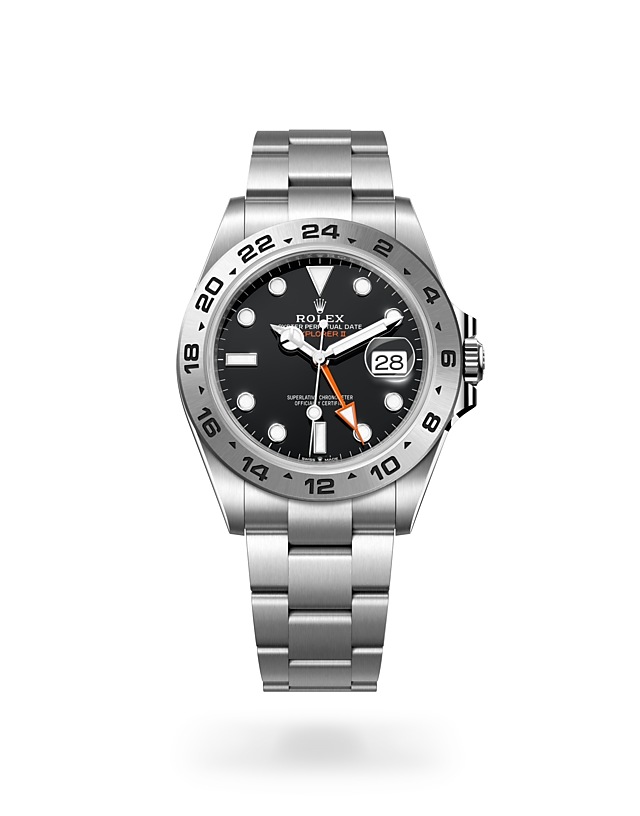 Rolex Explorer | 226570 | Explorer II | หน้าปัดสีเข้ม | ขอบหน้าปัด 24 ชั่วโมง | หน้าปัดสีดำ | Oystersteel | M226570-0002 | ชาย Watch | Rolex Official Retailer - Srichai Watch