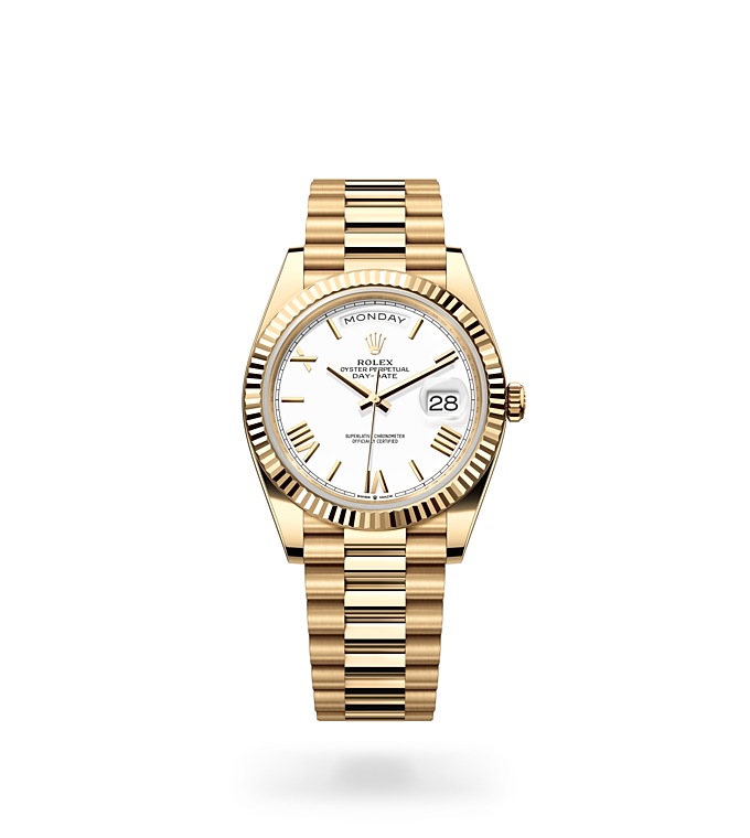 Rolex Day-Date | 228238 | Day-Date 40 | หน้าปัดสีอ่อน | ขอบหน้าปัดแบบร่อง | หน้าปัดสีขาว | ทองคำ 18 กะรัต | M228238-0042 | ชาย Watch | Rolex Official Retailer - Srichai Watch