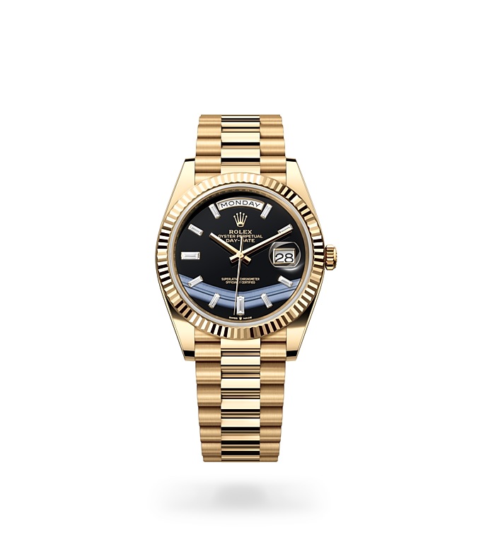 Rolex Day-Date | 228238 | Day-Date 40 | หน้าปัดสีเข้ม | หน้าปัดโอนิกซ์ | ขอบหน้าปัดแบบร่อง | ทองคำ 18 กะรัต | M228238-0059 | ชาย Watch | Rolex Official Retailer - Srichai Watch