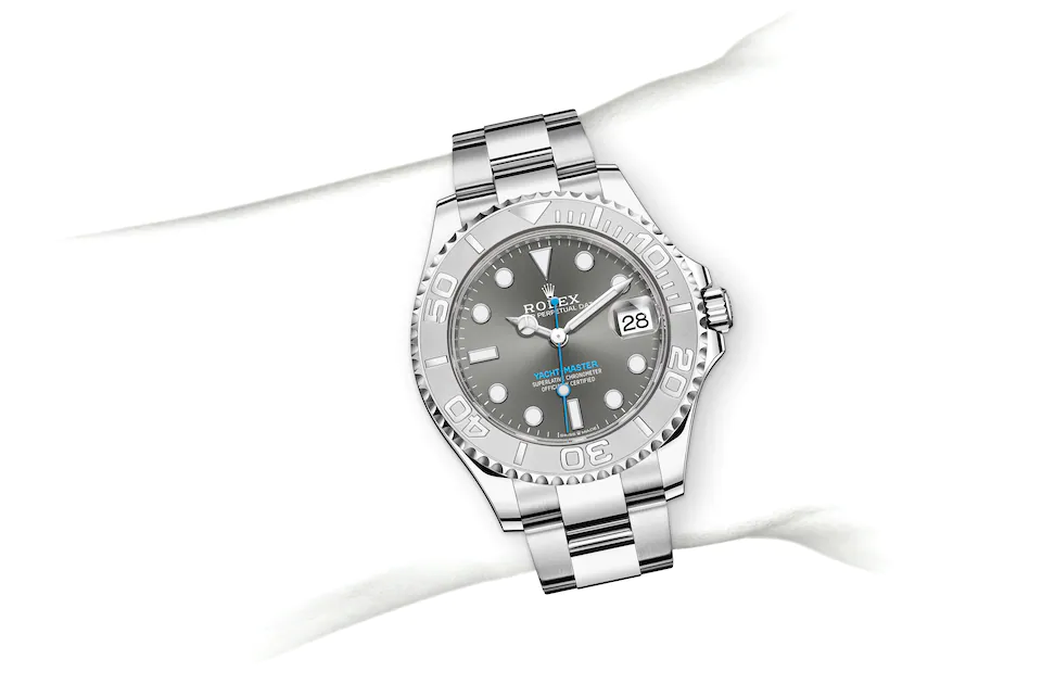 Rolex Yacht-Master | 268622 | Yacht-Master 37 | หน้าปัดสีเข้ม | Bidirectional Rotatable Bezel | หน้าปัดสีเทาอมน้ำเงิน | โรลเซียม | M268622-0002 | หญิง Watch | Rolex Official Retailer - Srichai Watch