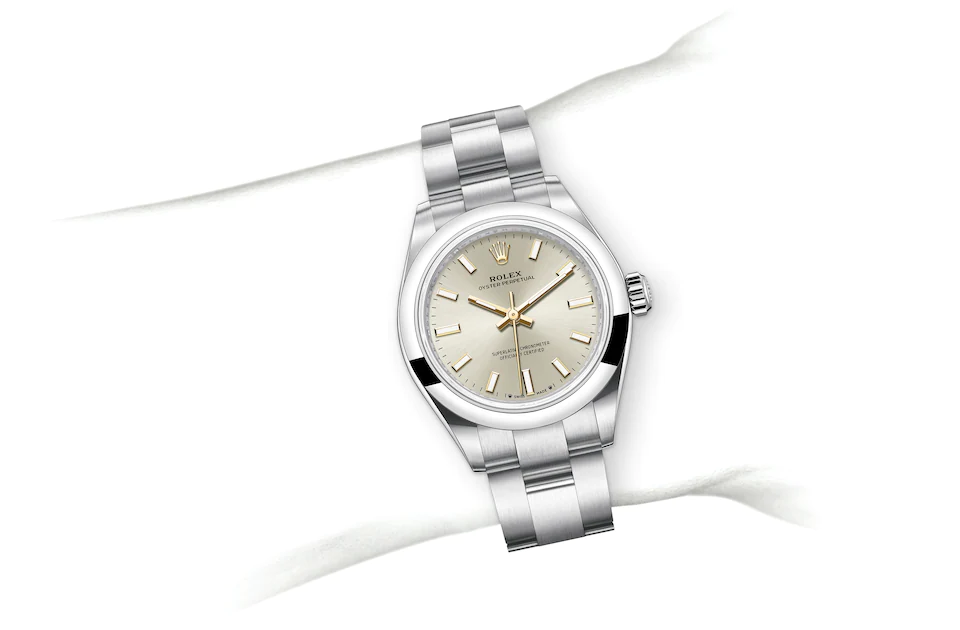 Rolex Oyster Perpetual | 276200 | Oyster Perpetual 28 | Light dial | Silver dial | Oystersteel | The Oyster bracelet | M276200-0001 | Women Watch | Rolex Official Retailer - Srichai Watch