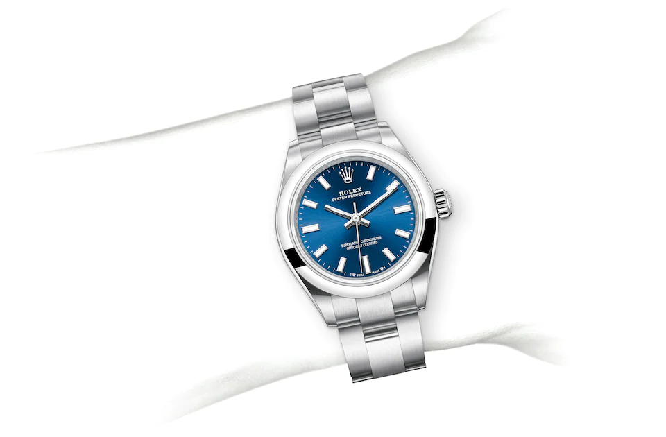 Rolex Oyster Perpetual | 276200 | Oyster Perpetual 28 | Coloured dial | Bright blue dial | Oystersteel | The Oyster bracelet | M276200-0003 | Women Watch | Rolex Official Retailer - Srichai Watch