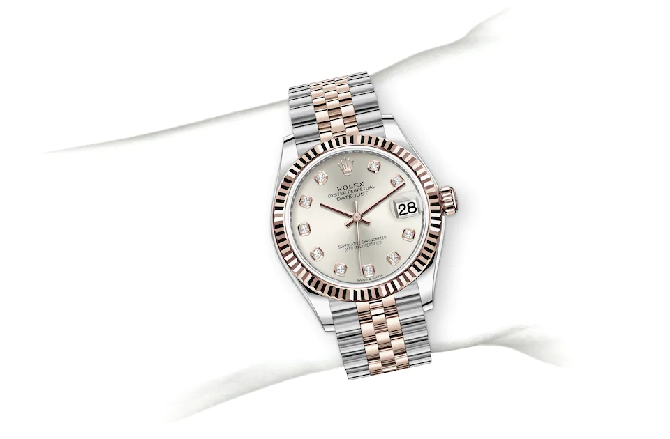 Rolex Datejust | 278271 | Datejust 31 | หน้าปัดประดับอัญมณี | หน้าปัดเงิน | ขอบหน้าปัดแบบร่อง | Everose Rolesor | M278271-0016 | หญิง Watch | Rolex Official Retailer - Srichai Watch