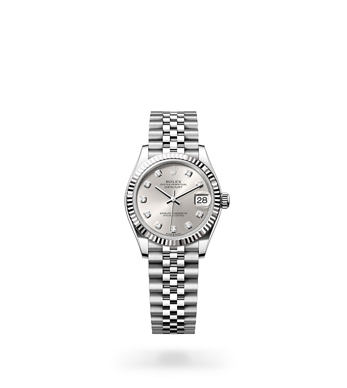 Rolex Datejust | 278274 | Datejust 31 | หน้าปัดประดับอัญมณี | หน้าปัดเงิน | ขอบหน้าปัดแบบร่อง | White Rolesor | M278274-0030 | หญิง Watch | Rolex Official Retailer - Srichai Watch