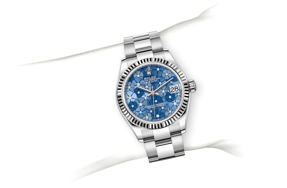 Rolex Datejust | 278274 | Datejust 31 | หน้าปัดสี | หน้าปัดสีฟ้าอัซซูร์โร | ขอบหน้าปัดแบบร่อง | White Rolesor | M278274-0035 | หญิง Watch | Rolex Official Retailer - Srichai Watch