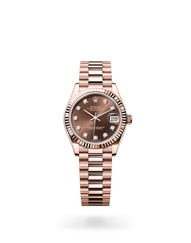 Rolex Datejust | 278275 | Datejust 31 | Coloured dial | Chocolate Dial | Fluted bezel | 18 ct Everose gold | M278275-0010 | Women Watch | Rolex Official Retailer - Srichai Watch