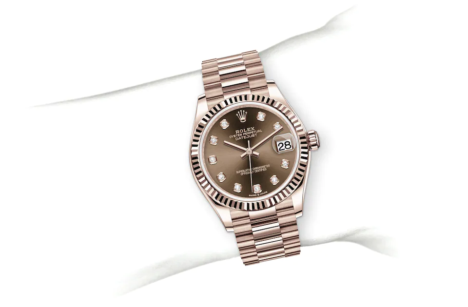 Rolex Datejust | 278275 | Datejust 31 | Coloured dial | Chocolate Dial | Fluted bezel | 18 ct Everose gold | M278275-0010 | Women Watch | Rolex Official Retailer - Srichai Watch