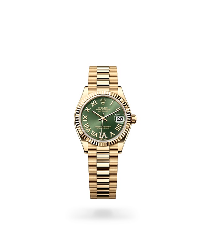 Rolex Datejust | 278278 | Datejust 31 | Coloured dial | Olive-Green Dial | Fluted bezel | 18 ct yellow gold | M278278-0030 | Women Watch | Rolex Official Retailer - Srichai Watch