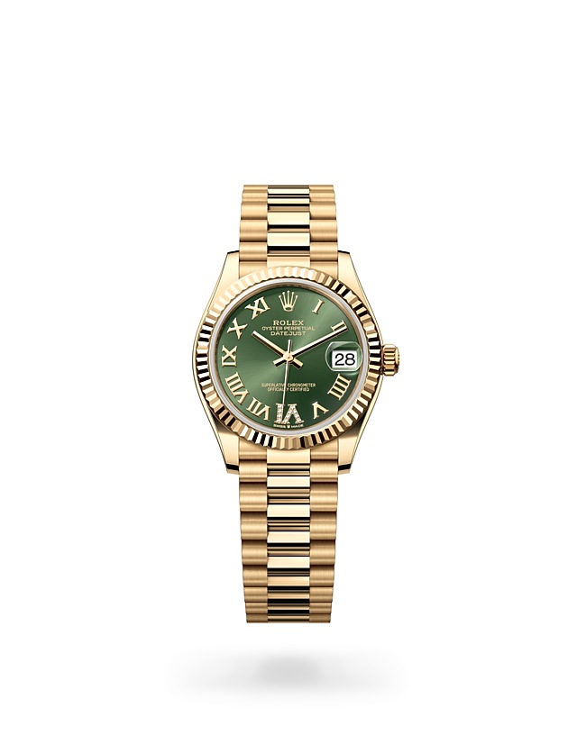 Rolex Datejust | 278278 | Datejust 31 | หน้าปัดสี | หน้าปัดสีเขียวมะกอก | ขอบหน้าปัดแบบร่อง | ทองคำ 18 กะรัต | M278278-0030 | หญิง Watch | Rolex Official Retailer - Srichai Watch
