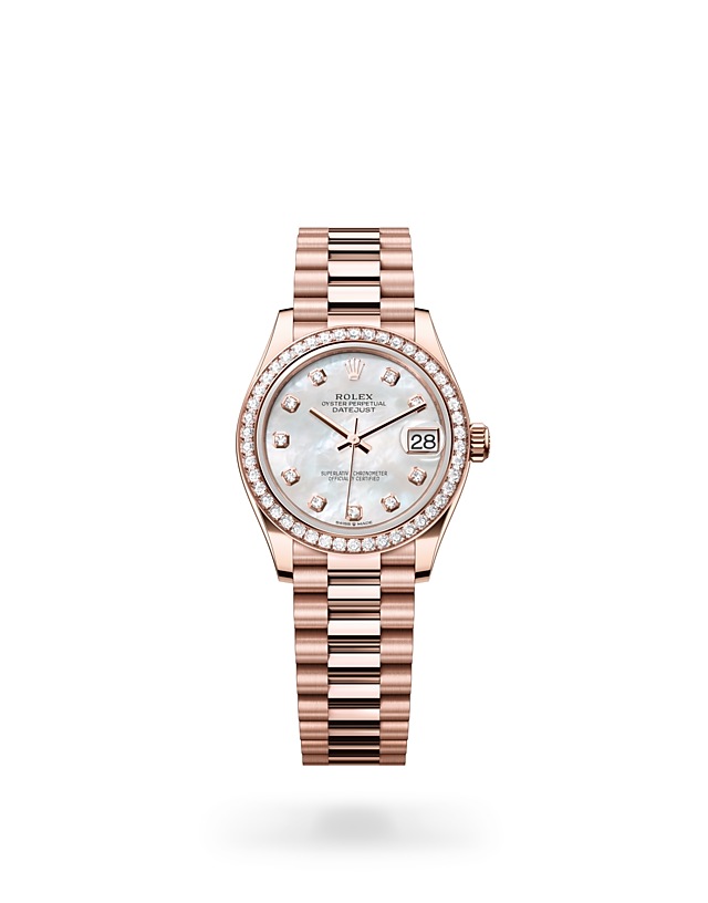 Rolex Datejust | 278285RBR | Datejust 31 | Light dial | Mother-of-Pearl Dial | Diamond-set bezel | 18 ct Everose gold | M278285RBR-0005 | Women Watch | Rolex Official Retailer - Srichai Watch