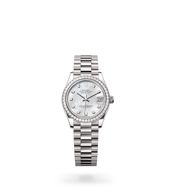 Rolex Datejust | 278289RBR | Datejust 31 | Light dial | Mother-of-Pearl Dial | Diamond-set bezel | 18 ct white gold | M278289RBR-0005 | Women Watch | Rolex Official Retailer - Srichai Watch