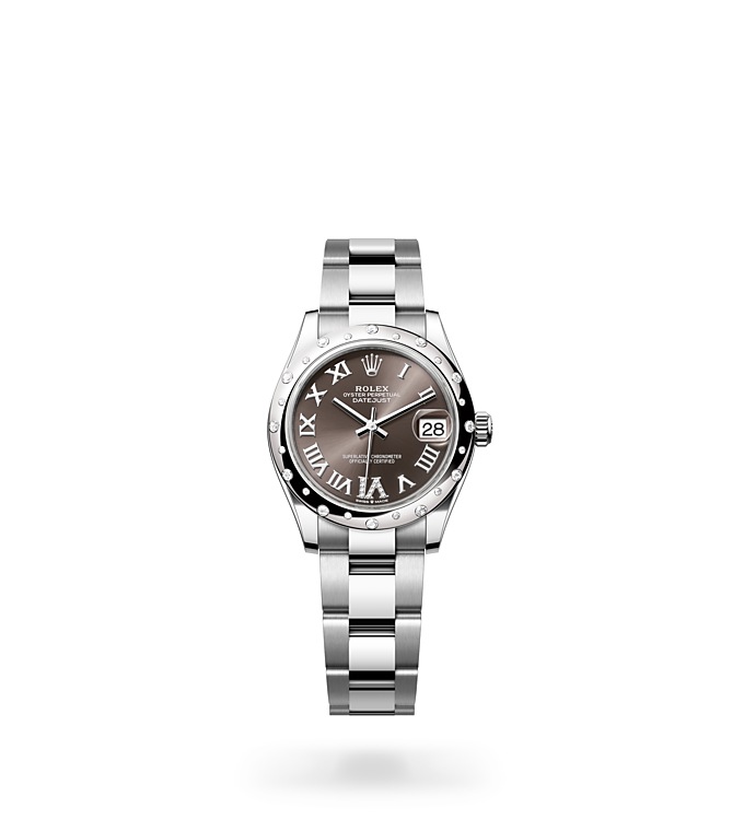 Rolex Datejust | 278344RBR | Datejust 31 | หน้าปัดสีเข้ม | หน้าปัดสีเทาเข้ม | ขอบหน้าปัดประดับเพชร | White Rolesor | M278344RBR-0029 | หญิง Watch | Rolex Official Retailer - Srichai Watch
